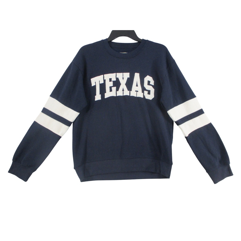 New York Popular Texas Sweatshirt Navy Blue Crewneck Varsity Stripe Men Medium